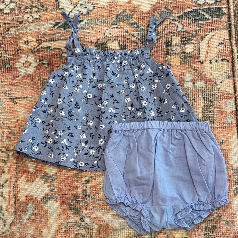 Janie and Jack Blue Floral Diaper Cover Set
